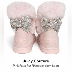 Juicy Couture Pink Faux Fur Rhinestone Bow Boots